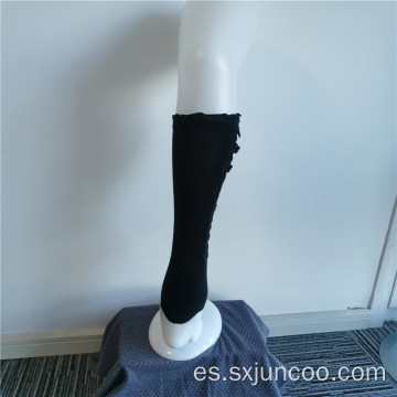 Elegantes calcetines hasta la rodilla negros de encaje Bowknot para niñas